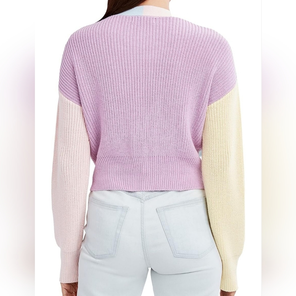 NEW BCBGeneration Colorblock Knit Buttoned Cardigan Size S Pastel Y2K Girlhood - Picture 3 of 13